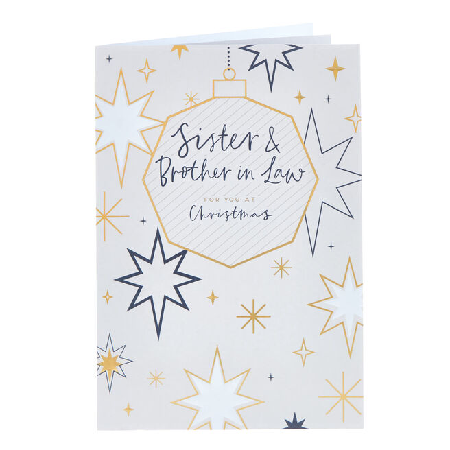 Sister & Brother In Law Geometric Bauble Christmas Card