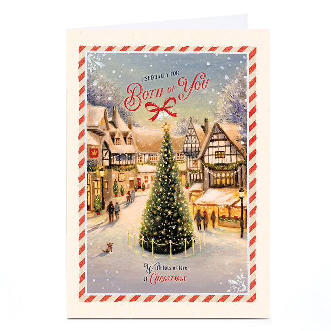 Personalised Christmas Card - Tree in Village Scene, To Both of You