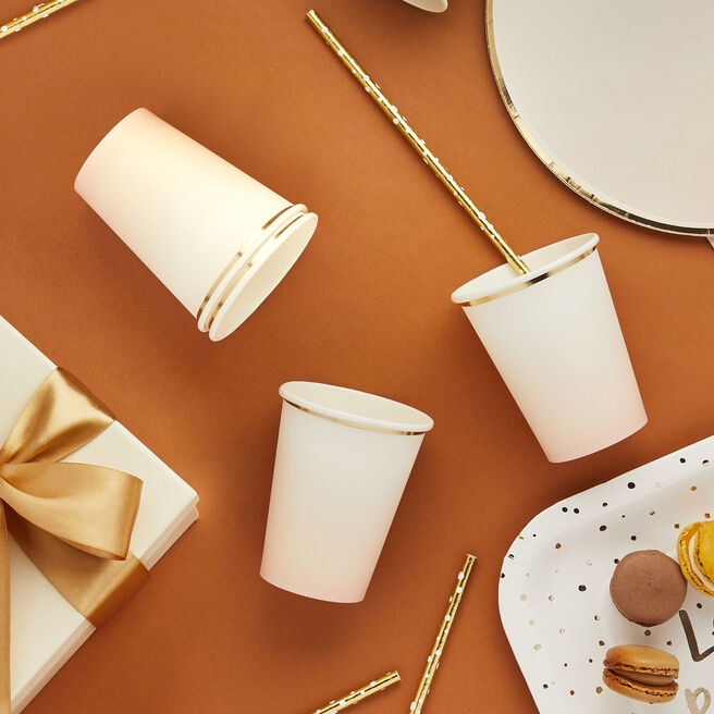 Metallic Gold & Peach Ombre Paper Cups - Pack of 8