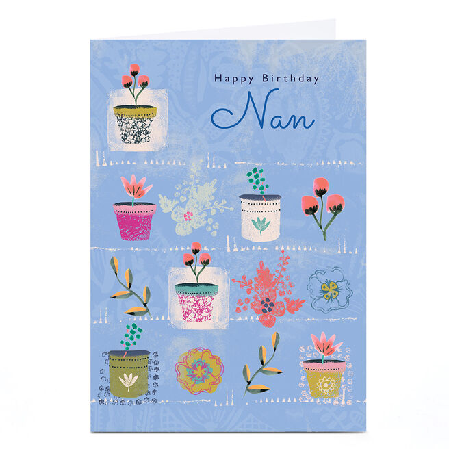 Personalised Rebecca Prinn Birthday Card - Flower Pots, Nan
