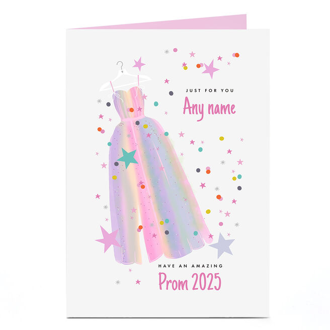 Personalised Prom Card - Pastel Prom Dress, Any Name