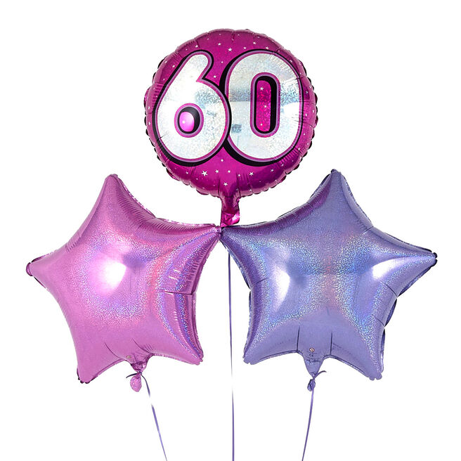 Pink 60th Birthday Balloon Bouquet - DELIVERED INFLATED!