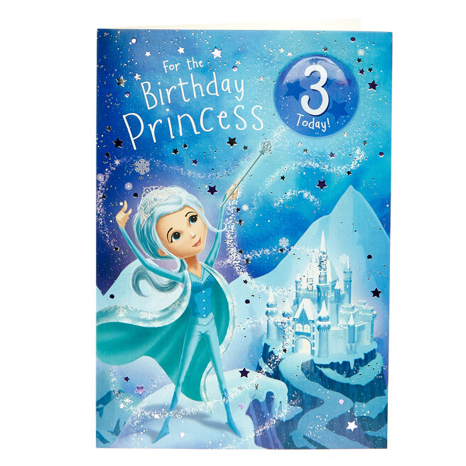 3rd Birthday Card - Birthday princess (With Badge)
