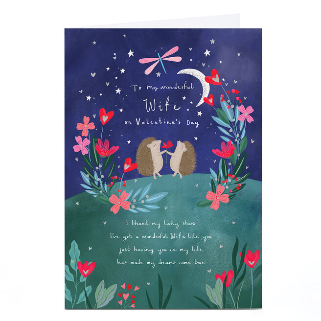 Valentine's Day Card - Lucky Stars Hedgehogs, Wife