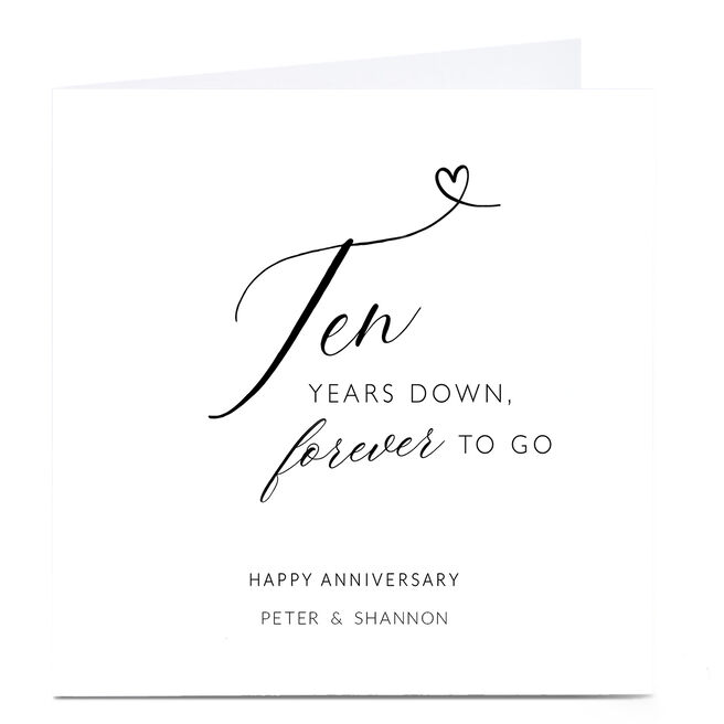 Personalised 10th Anniversary Card - Forever To Go