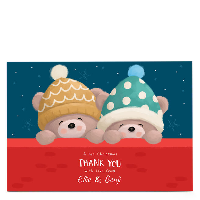 Personalised Hugs Bear Christmas Thank You Card