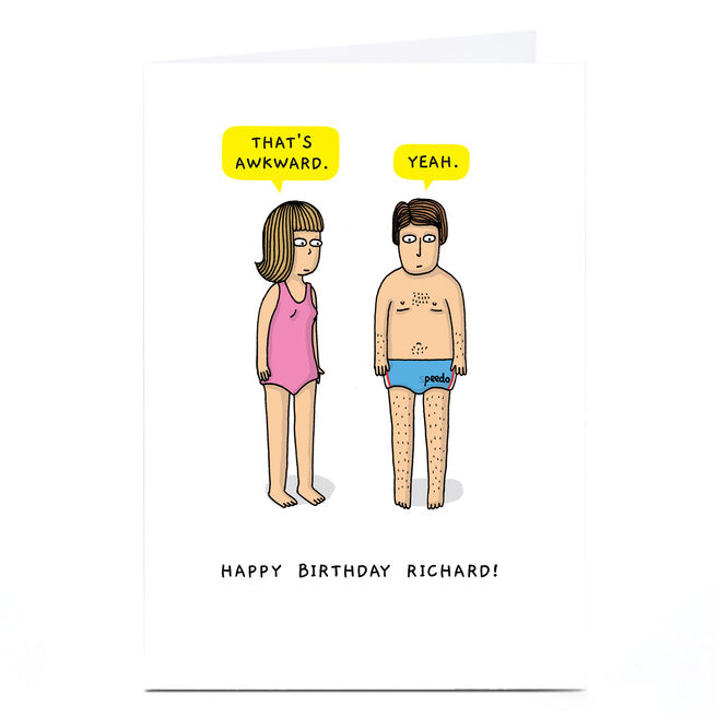 Personalised Mungo & Shoddy Birthday Card - That's Awkward