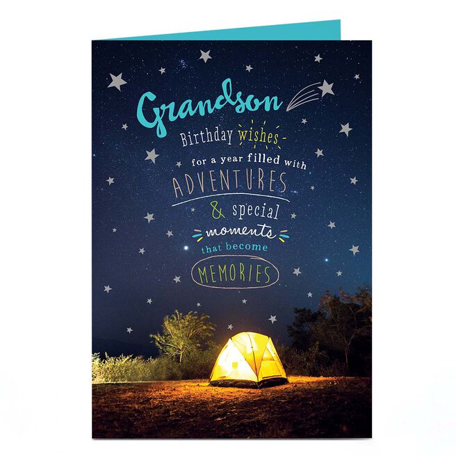 Birthday Card - Camping Adventures, Grandson