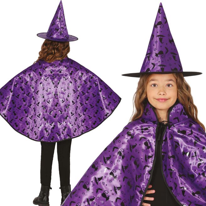 Children's Purple Witch Fancy Dress Set 