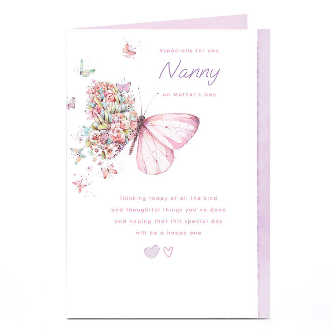 Personalised Mother's Day Card - Floral Butterfly, Nanny