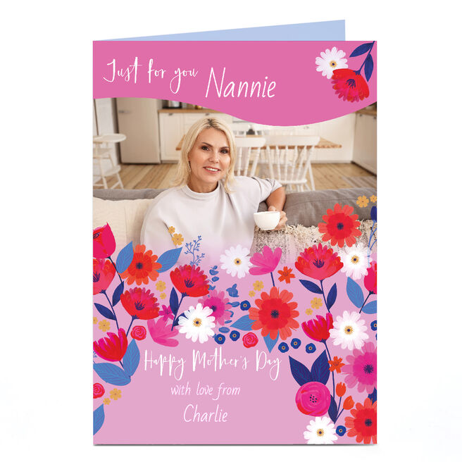 Photo Mother's Day Card - Flowers Pink Border