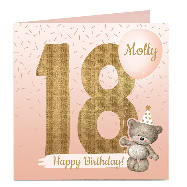 Personalised 18th Birthday Card - Hugs Bear, Any Name