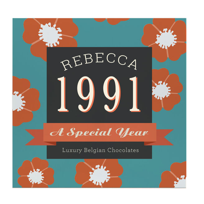 Personalised Belgian Chocolates - Special Year Flower