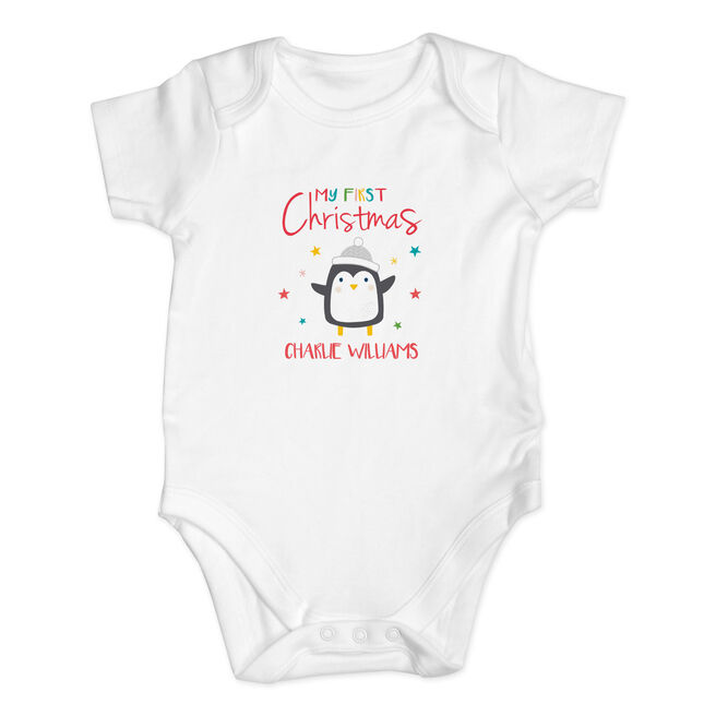 Personalised Baby Onesie - My First Christmas Penguin