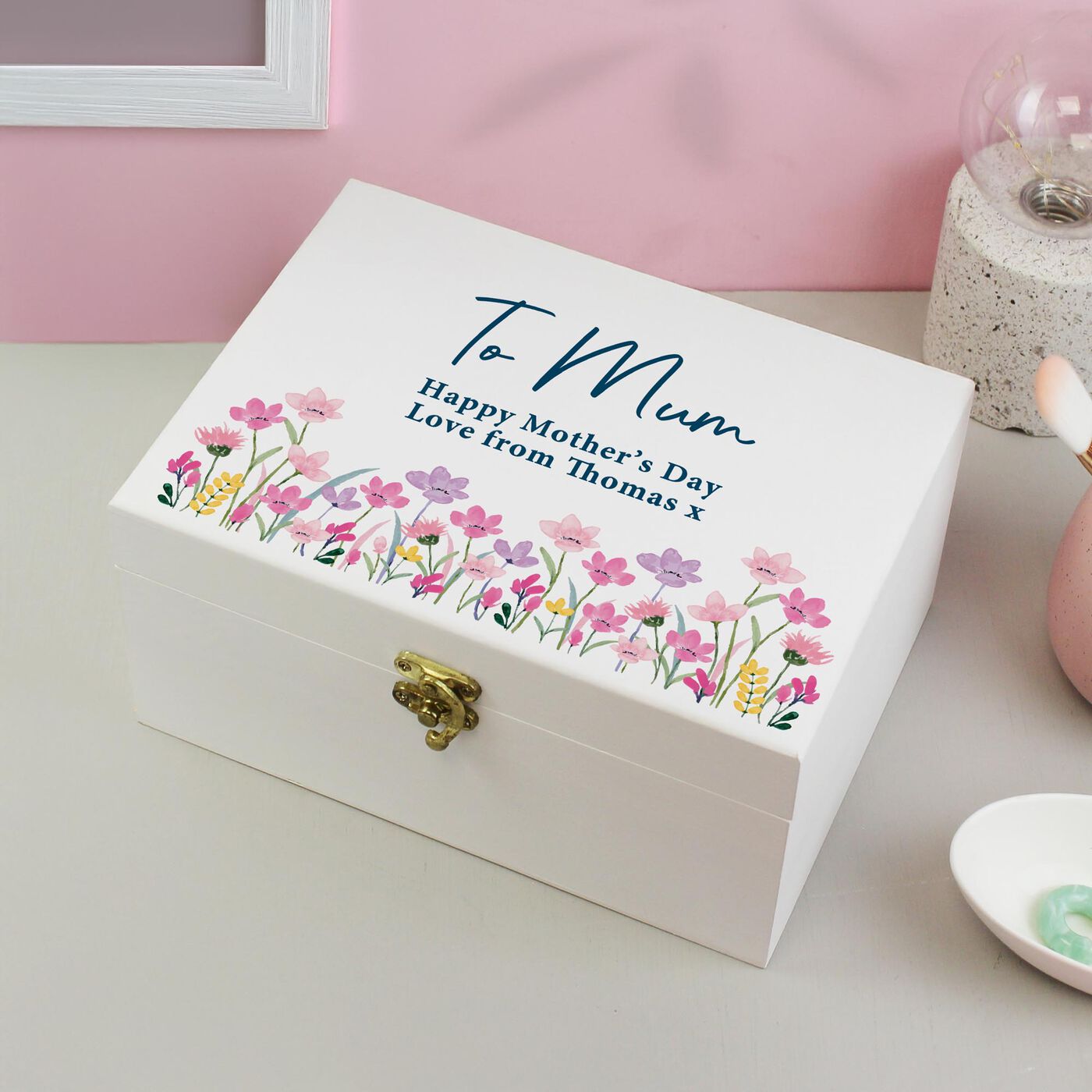 Buy Personalised Floral Wooden Keepsake Box for GBP 24.99 | Card Factory UK