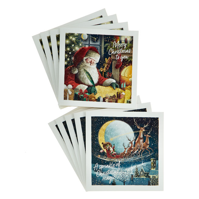 10 Deluxe Charity Boxed Christmas Cards - Navy & gold (2 Designs)