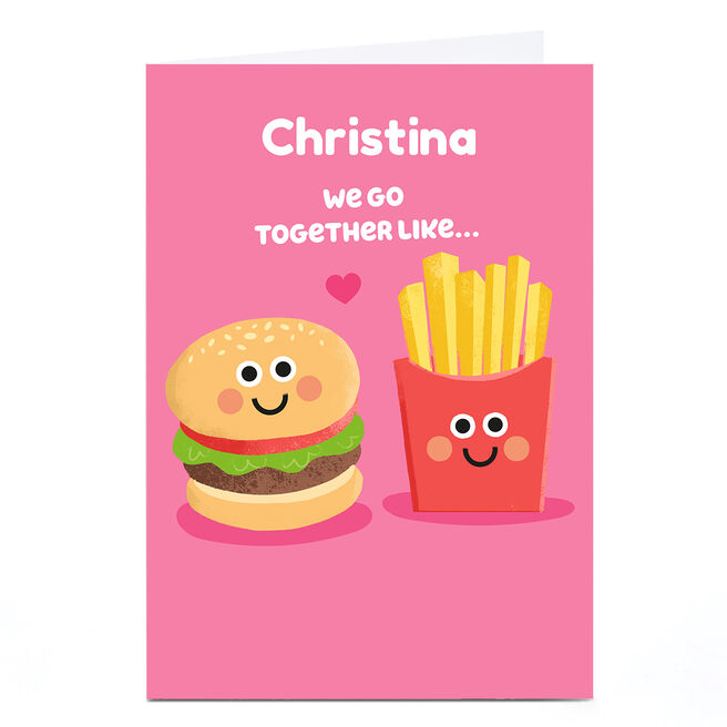 Personalised Hello Munki Valentine's Day Card - Burger & Fries