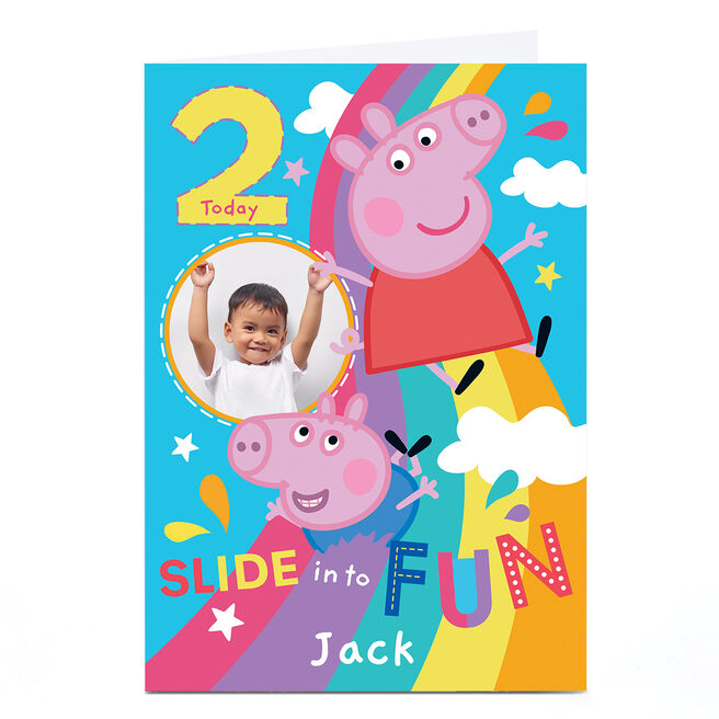 Personalised Birthday Card - Peppa Pig Age 2, Photo Upload, Any Name