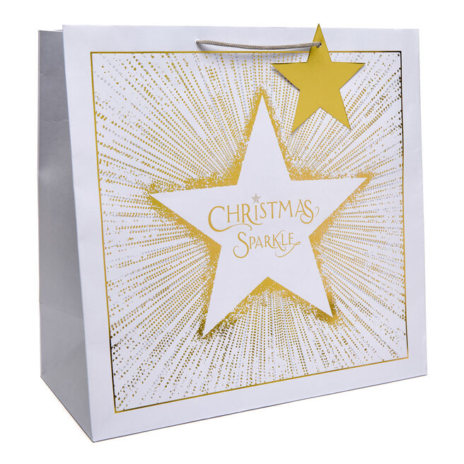 Christmas Sparkle Gold Star Giant Square Gift Bag