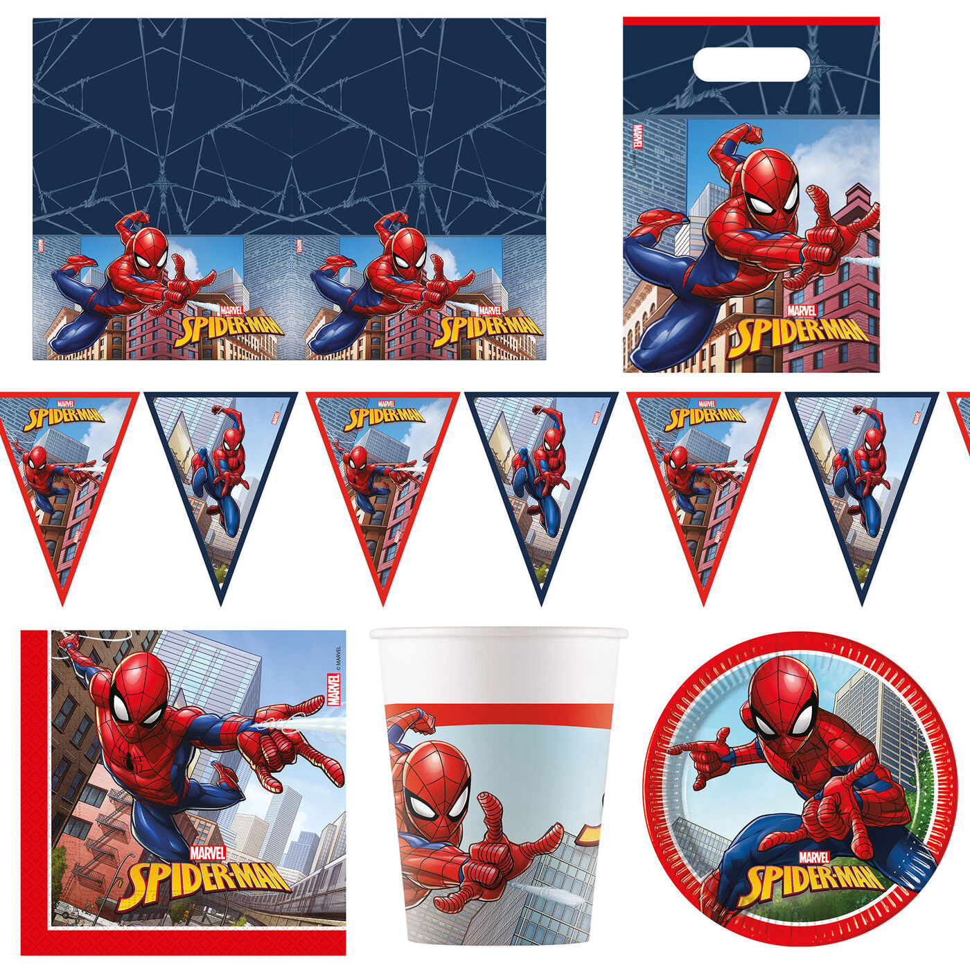 Procos Banner Compleanno Spider-Man – Striscione In Carta FSC – Buon Compleanno Con Licenza Ufficiale Disney/Marvel – Decorazione Per Feste A Tema