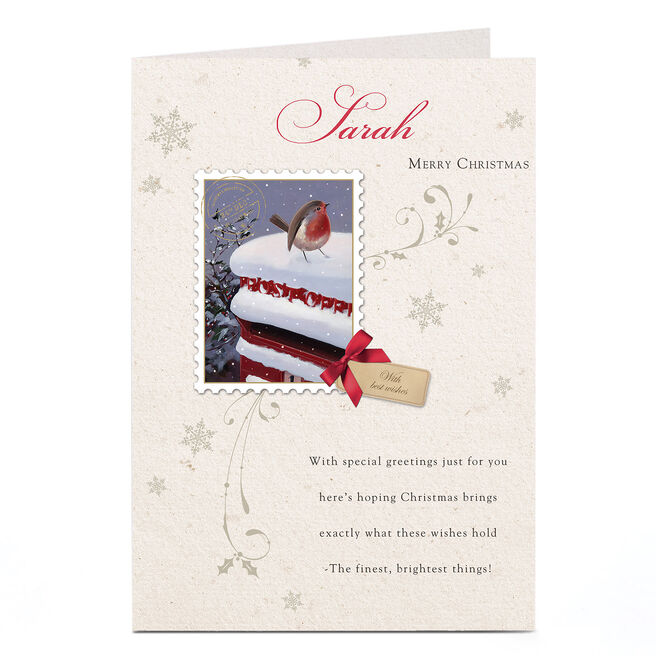 Personalised Christmas Card - Little Robin