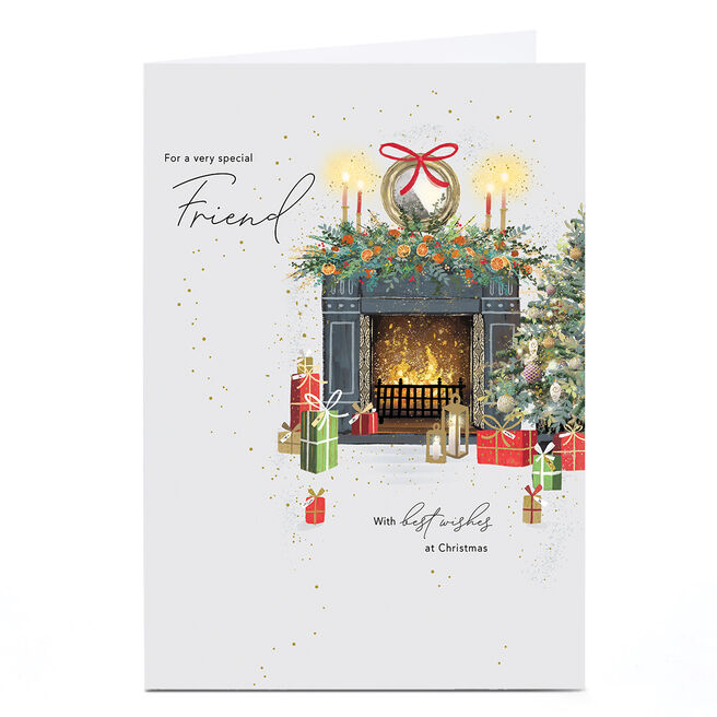 Personalised Christmas Card - Fireplace Scene, Friend