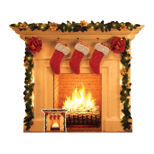 Festive Christmas Fireplace Cardboard Cutout 