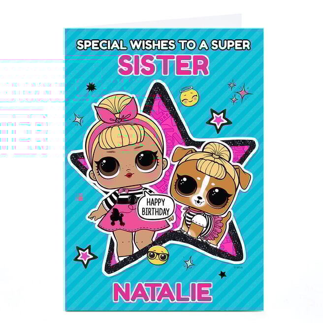 Personalised L.O.L. Surprise! Birthday Card - Super Sister