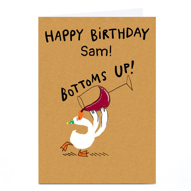 Personalised Hew Ma Birthday Card - Bottoms Up