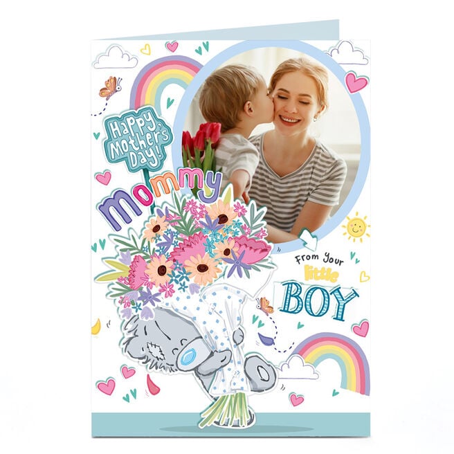 Photo Tatty Teddy Mother's Day Card - Mommy Bouquet From Your Little Boy