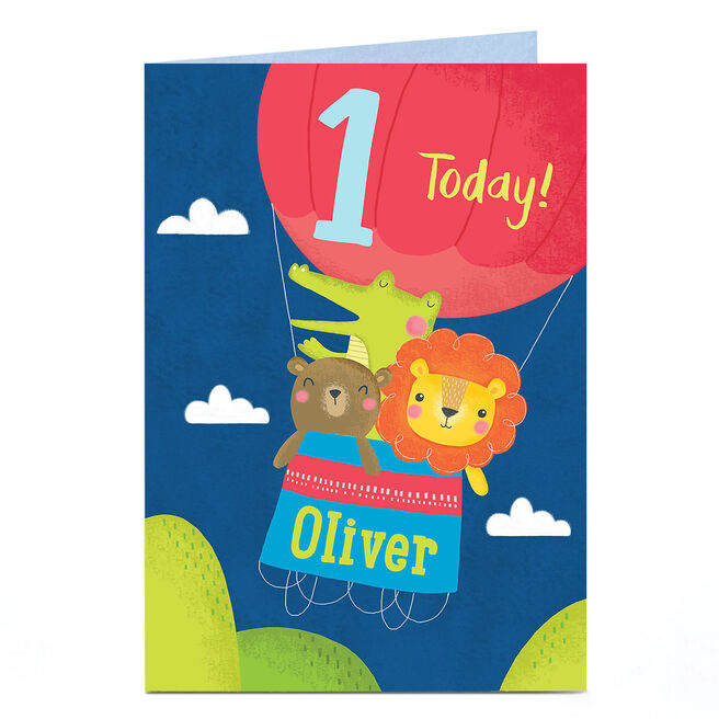Personalised Birthday Card - Hot Air Balloon, Editable Age