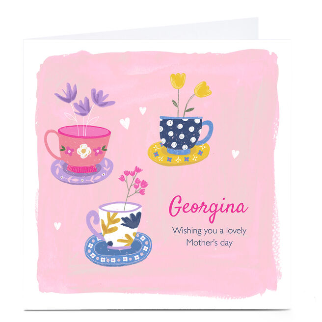 Personalised Kerry Spurling Mother's Day Card - 3 Teacups
