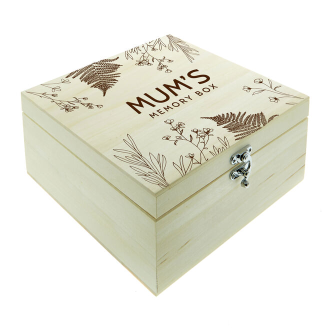 Personalised Engraved Wooden Memory Box - Botanical