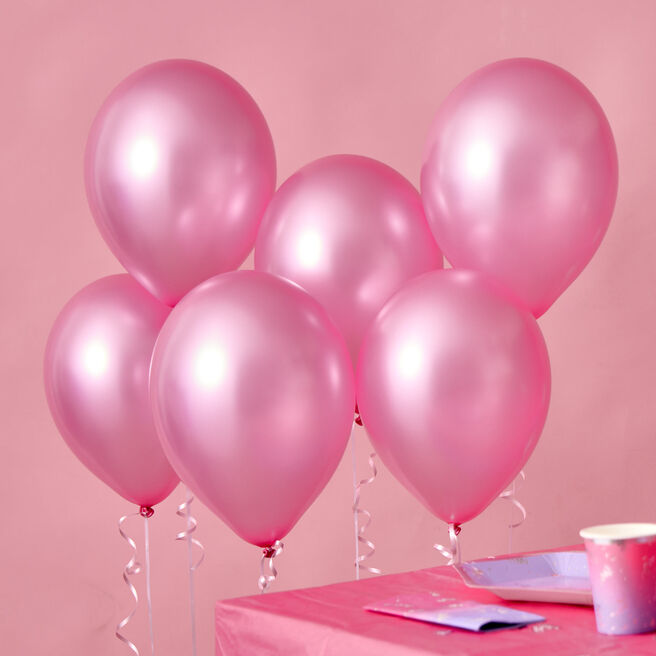 12-Inch Pearl Pink Latex Balloons - Pack of 6
