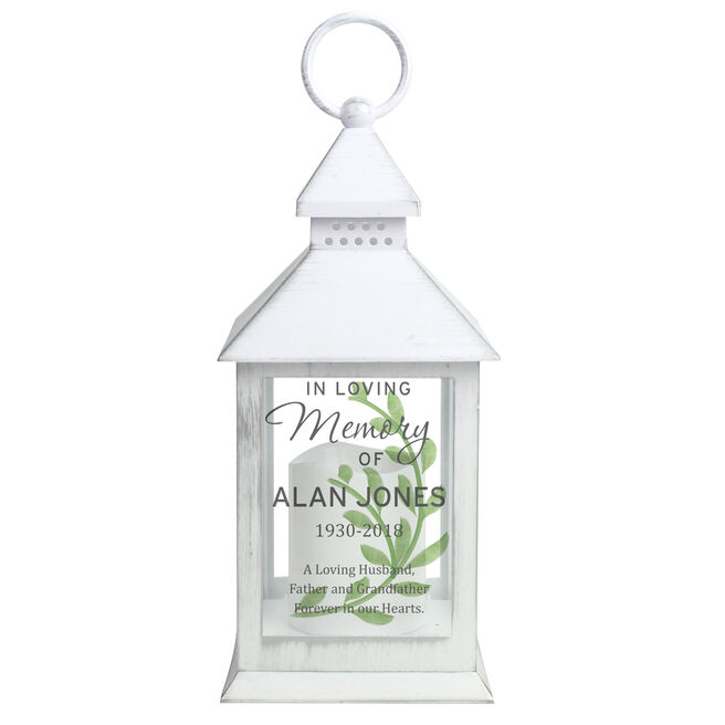 Personalised Memorial LED White Lantern - In Loving Memory
