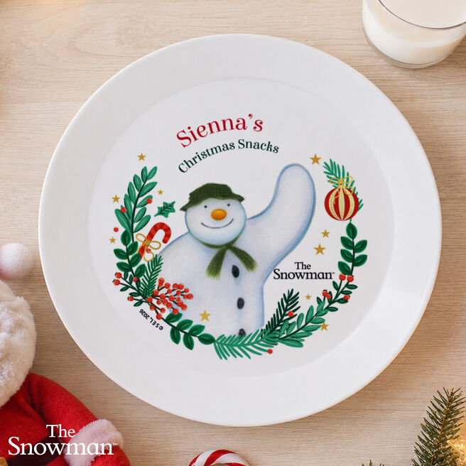 Personalised The Snowman Christmas Wishes Plastic Plate