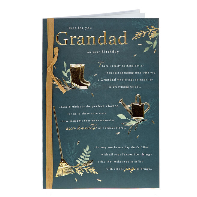 Grandad Gardening Gold Verse Birthday Card