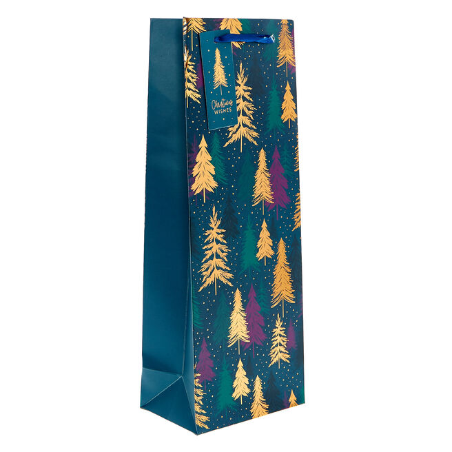 Festive Trees Christmas Bottle Bag, Festive Trees Christmas Bottle Bag