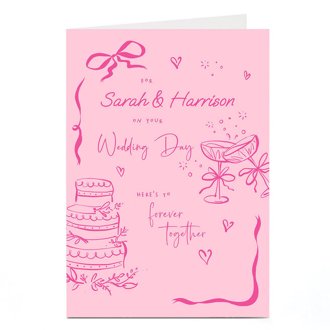 Personalised Wedding Card - Pink Forever Together