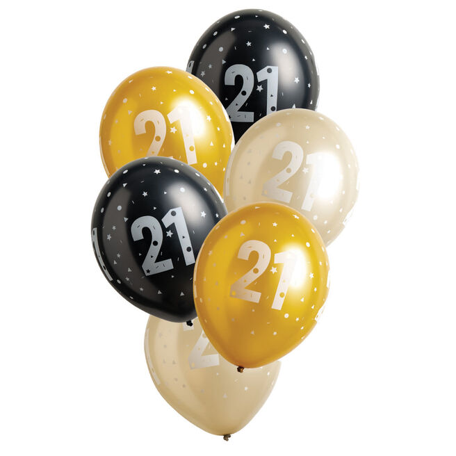 12-Inch Latex 21st Birthday Balloons - Pack of 6