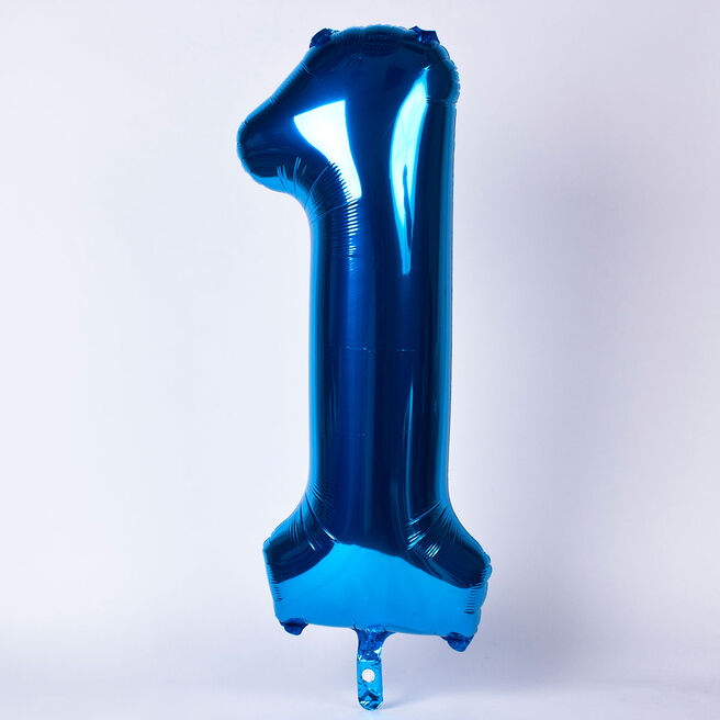 Blue Number 1 Giant Foil Helium Balloon - INFLATED 
