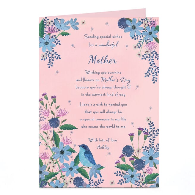 Personalised Mother's Day Card - Mother Sunshine & Flowers