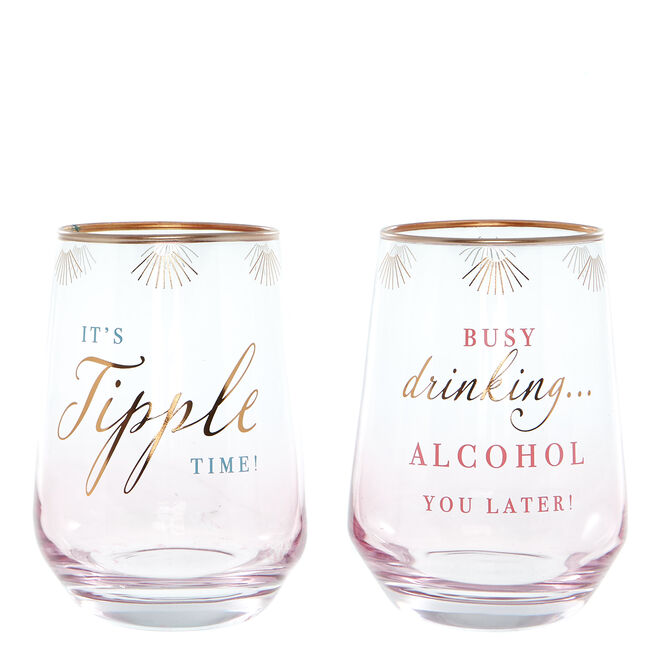 It's Tipple Time Alcohol Tumblers - Set of 2