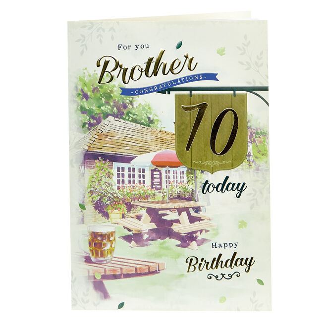 70th Birthday Card - Brother Beer Garden