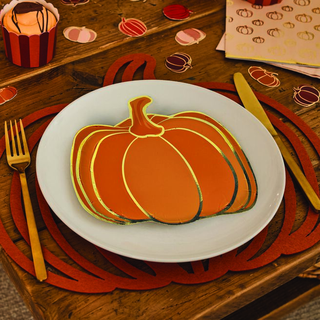 Pumpkin Paper Plates - Pack of 8