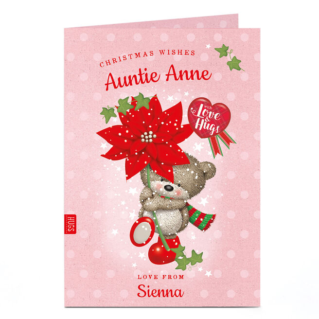 Hugs Personalised Christmas Card - Red Flower