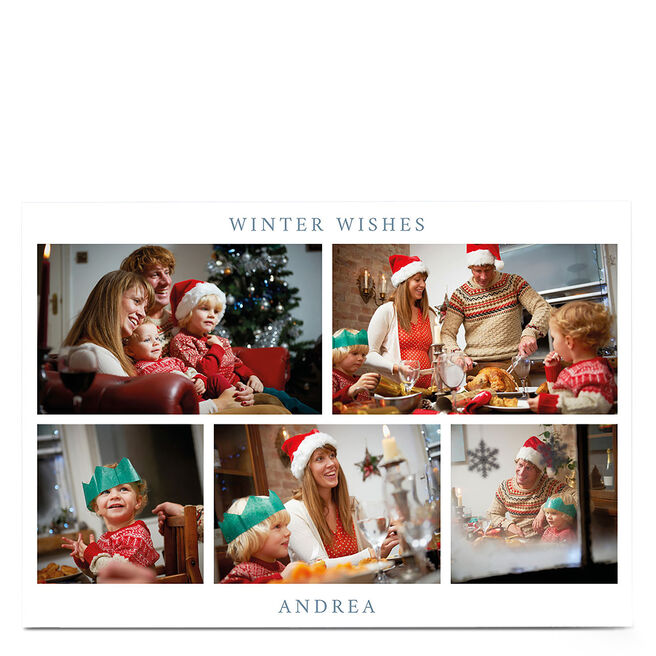 Multi Photo Christmas Card - 5 photos & Winter Wishes