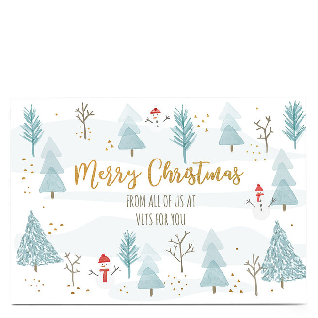 Personalised Christmas Card - Winter Trees And Snow Men