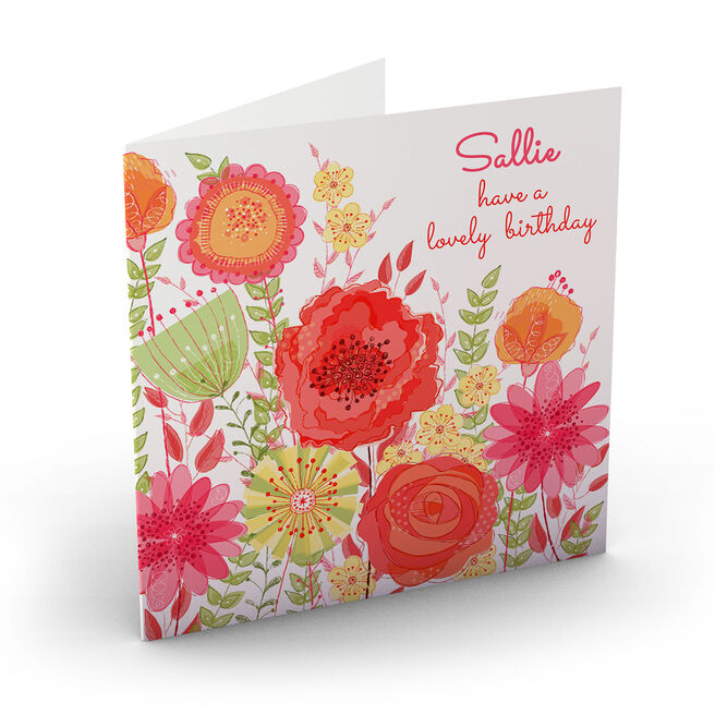 Personalised Nik Golesworthy Birthday Card - Pink & Orange Flowers