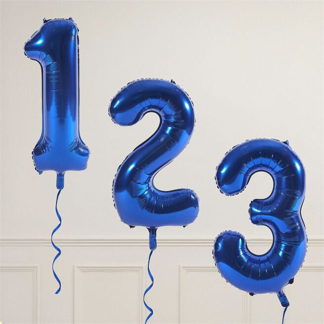 Blue Giant Number Helium Balloons 0-9 - INFLATED